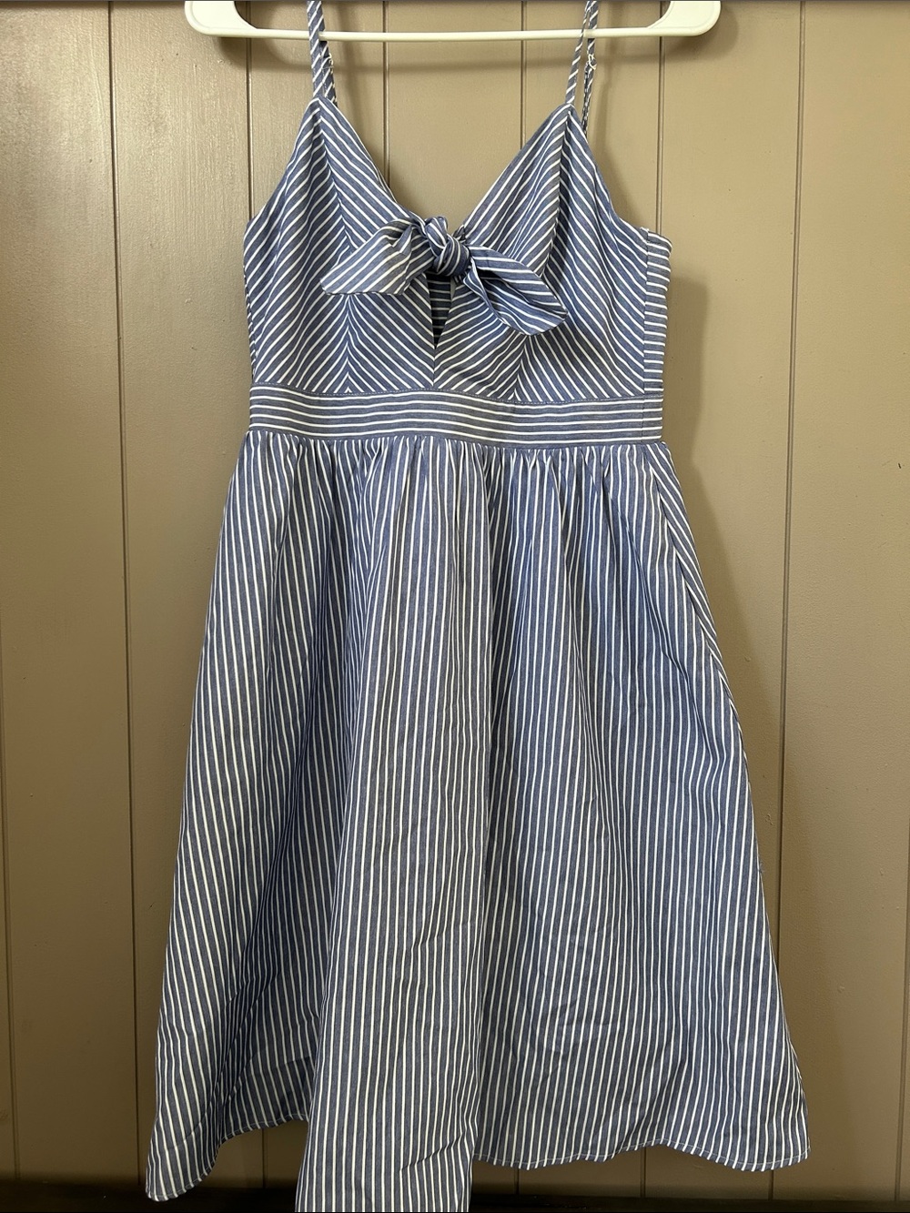 Blue and White Striped Tie-Front Dress